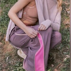 NWT FREE PEOPLE MOVEMENT PRIME TIME PURPLE MOUNTAIN HIGH RISE PULL-ON JOGGERS XS
